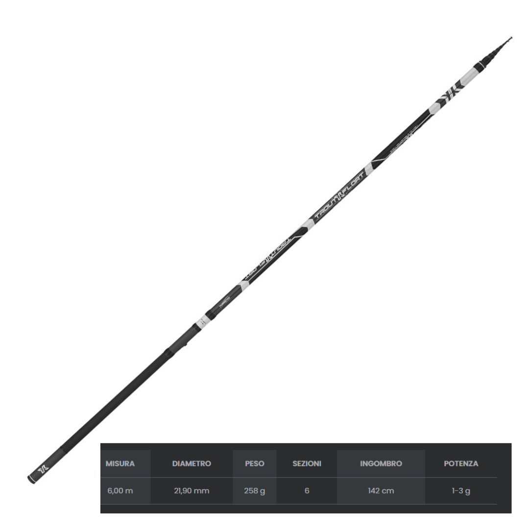 Tubertini Trout X Float con blocco canna trota lago