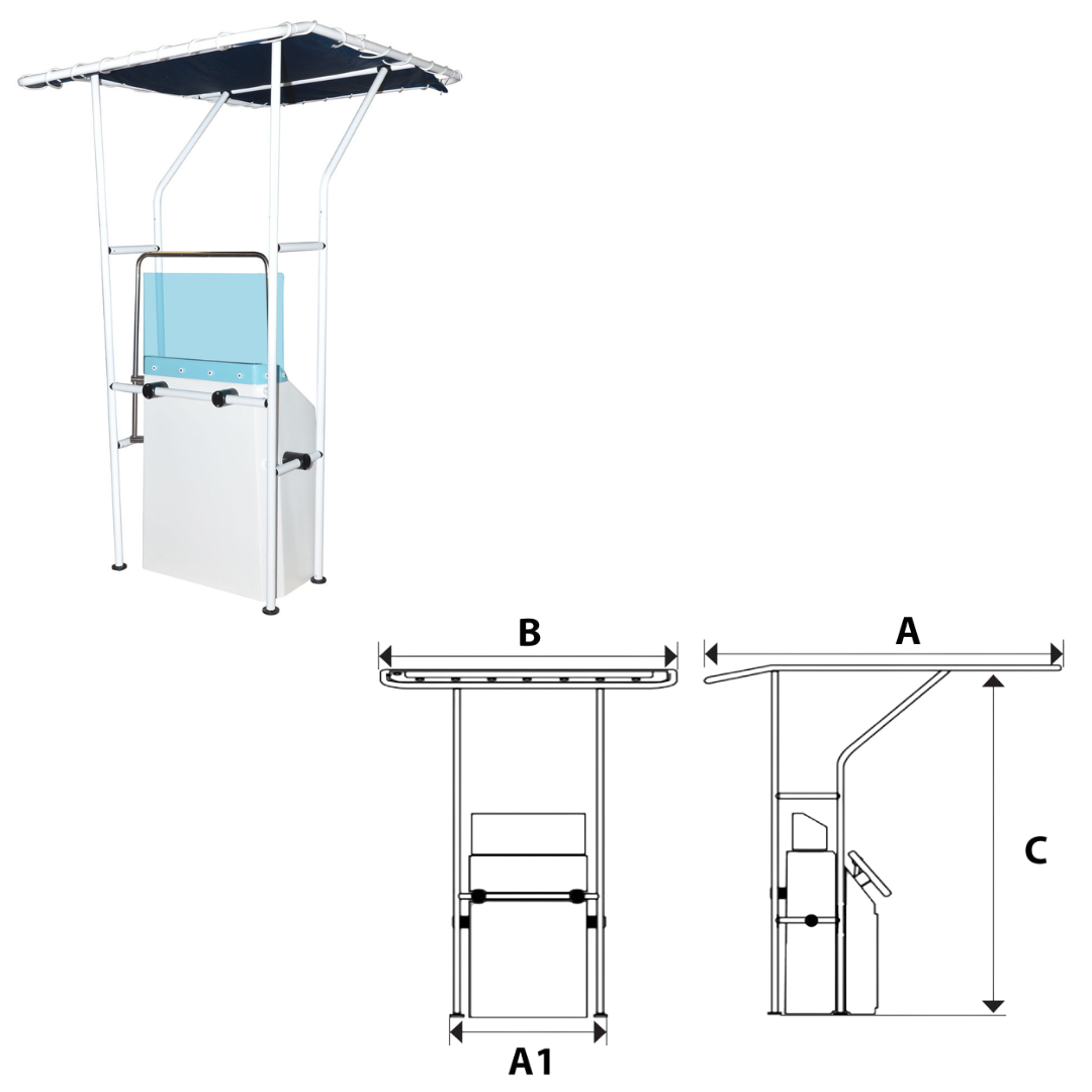 T-Top in alluminio verniciato bianco